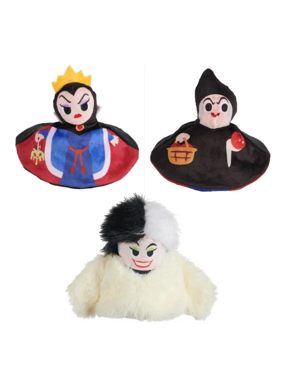 2 BARKBOX DISNEY VILLAINS CRUELLA DEVILLE & REVERSIBLE EVIL QUEEN/WITCH DOG TOYS